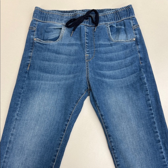Worn once ALEMBIKA jeans blue denim pants with elastic waist and drawstring sz 1 - Picture 2 of 10